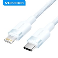 Vention Cable de Carga USB-C/Lightning - Aluminio y Algodon Trenzado - 480Mbps - 3A - 27W Max - Color Azul