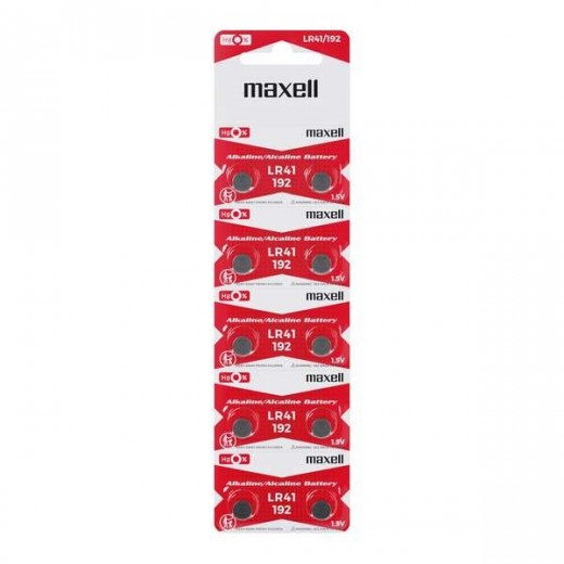 Maxell Pack de 10 Pilas Alcalinas de Boton LR41 1.5V