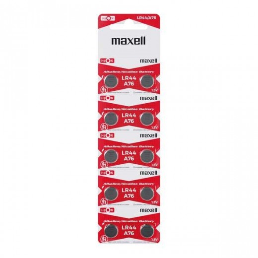 Maxell Pack de 10 Pilas Alcalinas de Boton LR44 1.5V