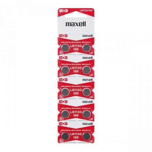 Maxell Pack de 10 Pilas Alcalinas de Boton LR1130 1.5V