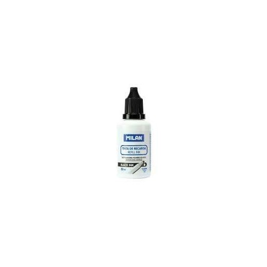 Milan Bote de Tinta para Rotuladores de Pizarra Blanca Recargables - 30ml - Tinta a base de Alcohol - Color Negro