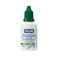 Milan Bote de Tinta para Rotuladores de Pizarra Blanca Recargables - Capacidad 30ml - Tinta a Base de Alcohol - Color Verde