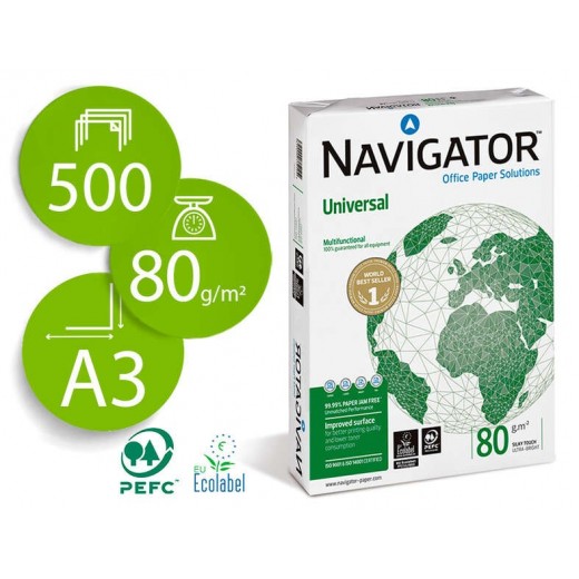 Navigator Papel A3 80gr 297x420mm (500 Hojas) Blanco