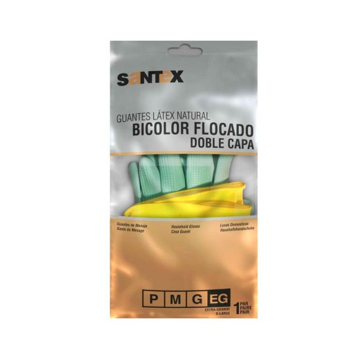 Santex Guantes de Latex Talla XL - Doble Capa - Interior Algodon Flocado - Palma y Dedos Texturizados - Conforme (UE) 2016/425 - Color Verde/Amarillo