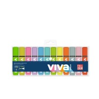 Molin Viva Pack de 12 Marcadores Fluorescentes - Trazo entre 1 y 5mm - Tinta con Base de Agua - Colores Surtidos