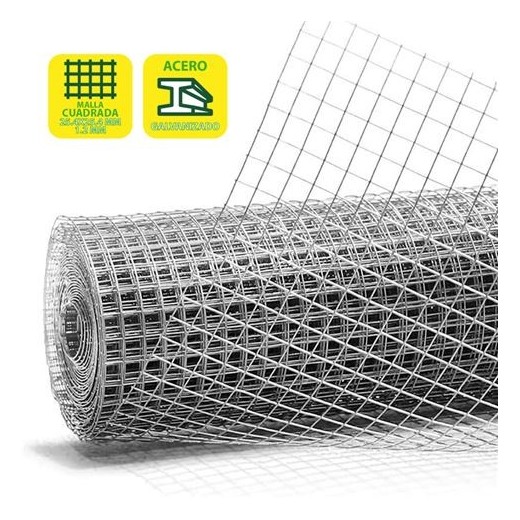 Sungarden Tela Metalica Galvanizada 25.4x25.4x1.2mm 1x25m - Color Gris