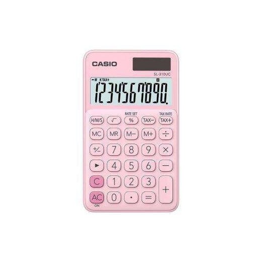 Casio SL-310UC Calculadora de Bolsillo - Calculo de Impuestos - Pantalla LCD de 10 Digitos - Solar y Pilas - Color Rosa