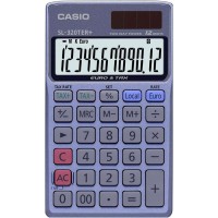 Casio SL-320TER+ Calculadora de Bolsillo - Pantalla LC Extragrande de 12 Digitos - Funcion Conversor de Euros - Color Azul