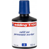 Edding T100 Bote de Recarga para Rotulador Permanente - Capacidad 100ml - Color Azul