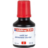 Edding T25 Bote de Recarga para Rotulador Permanente - Capacidad 30ml - Color Rojo