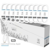 TechOneTech Basik Pack de 10 Cables USB Macho - Lightning Macho - Longitud 1m