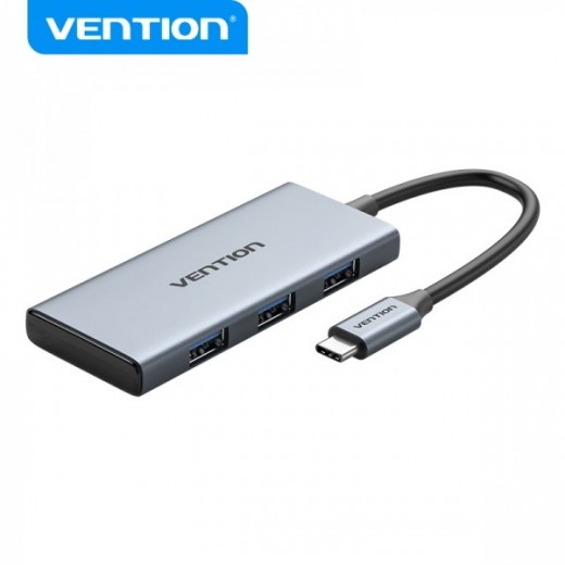 Vention Docking Station 6 en 1 USB-C a HDMI 4K/3xUSB 3.0/Lector SD/MicroSD - 0.15m - Color Gris