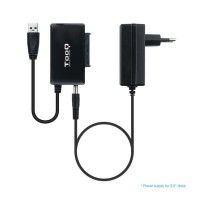 Tooq Adaptador USB 3.0 USB-A a SATA para Discos Duros de 2.5? y 3.5? con Alimentador - Color Negro