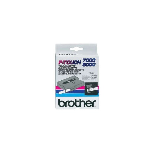 Brother TX211 Cinta Laminada Original de Etiquetas - Texto Negro sobre Fondo Blanco - Ancho 6mm x 15 metros