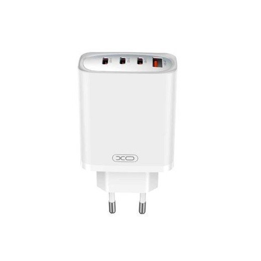 XO Cargador Multi-Puerto - USB-A 22.5W - 3 Puertos Tipo C - Compatibilidad de Voltaje Variado - Color Blanco