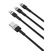 XO Cable NBQ191 Carga Rapida 40W 3 en 1 - Micro + Tipo C + Lightning a USB