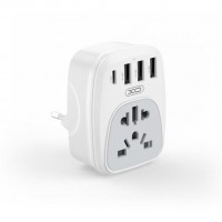 XO Adaptador de Enchufe Internacional - Potencia 2500W - USBx3 + USB-C - Color Blanco