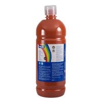 Milan Botella de Tempera 1000ml - Tapon Dosificador - Secado Rapido - Mezclable - Color Marron