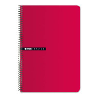 Enri Status Fº Tapa Dura Cuaderno Espiral 4x4 con Margen 100 Hojas Rojo - Resistente Tapa Dura - Cuadriculado 4x4 con Margen - 100 Hojas de Alta Calidad - Color Rojo