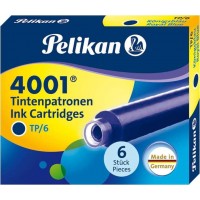 Pelikan 4001 TP/6 Pack de 6 Cartuchos - Tinta de Alta Calidad - Compatible con Plumas Estilograficas - Color Azul Real