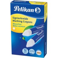 Pelikan Pack de 12 Ceras para Marcar - Resistente al Agua - Facil de Borrar - Ideal para Resaltar Texto - Color Blanco