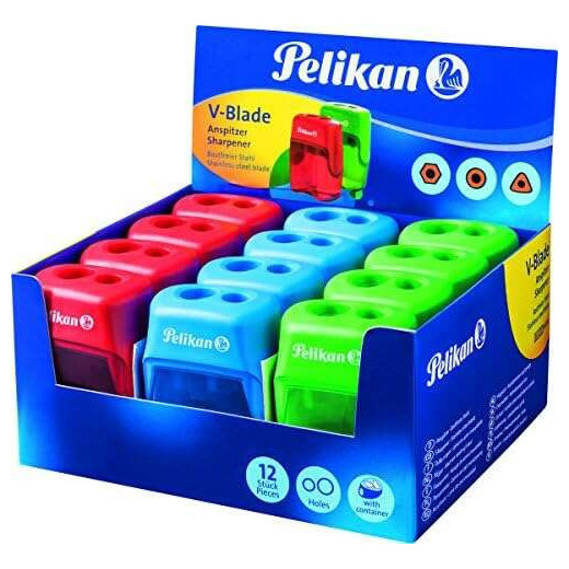 Pelikan V-Blade Sacapuntas Doble Orificio + Deposito - Colores Azul