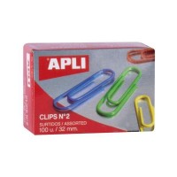 Apli Pack de 100 Clips nº2 32 mm - Colores Surtidos