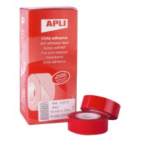 Apli Cinta Adhesiva Roja 19mm x 33m - Resistente al Desgarro - Facil de Cortar - Ideal para Manualidades y Embalaje - Rojo