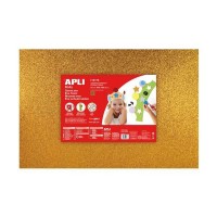 Apli Pack de 3 Goma Eva Purpurina Oro 600 x 400 mm - Grosor 2 mm - Impermeable - Moldeable al Calor - Color Oro