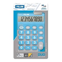 Milan Calculadora 10 Digitos Duo - Calculadora de Sobremesa - Teclas Grandes - Tecla Rectificacion Entrada de Datos - Color Azul