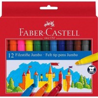 Faber-Castell Jumbo Pack de 12 Rotuladores Punta Gruesa - Tinta con Base de Agua Lavable - Colores Surtidos