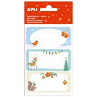 Apli Pack de 27 Etiquetas Adhesivas Navideñas para Regalos - Diseños Surtidos - Espacio para Escribir