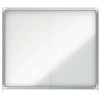 Nobo Premium Plus Vitrina Magnetica de Puerta Corredera 15xA4 - 1140x970mm - Superficie Magnetica - Blanco