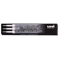 Uni-ball UF-220 Pack de 3 Recambios de Gel Borrable URR-100-07 - Punta 0.7mm - Color Negro