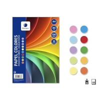 Golden Pack con 100 Hojas de Papel de Colores A4 80gr - 10 Hojas por Color - Colores Surtidos