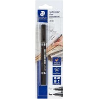 Staedtler Lumocolor 358 Rotulador Permanente de Doble Punta - Trazos de 0.6mm y 1.5mm Aprox - Secado Rapido - Color Negro