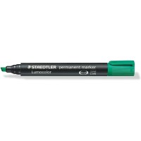 Staedtler Lumocolor 350 Rotulador Permanente - Punta Biselada 2-5mm aprox. - Tinta Base de Alcohol - Secado Rapido - Color Verde