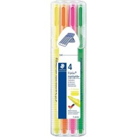 Staedtler Triplus Textsurfer 362 Pack de 4 Marcadores Fluorescentes - Trazo 1 - 4mm Aprox - Tina Base de Agua - Colores Surtidos