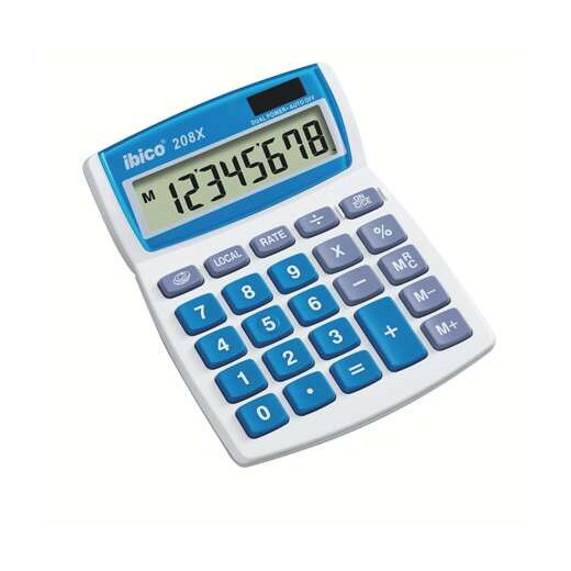 Ibico 208X Calculadora de Escritorio - Teclas Grandes - LCD de 8 dígitos - Funcion de Prorroga