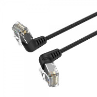 Vention Cable de Red UTP RJ45 Slim Cat.6A Cabeza Rotatoria 360º Angulo Recto - 1.5m - Color Negro