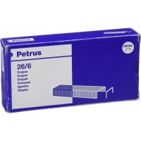 Petrus Caja de 5000 Grapas 26/6 Cobreadas - Hasta 30 Hojas - Patilla de 6mm