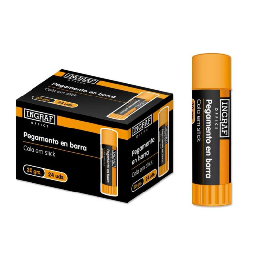 Ingraf Pegamento en Barra Adhesivo Solido 20gr - Sin Disolventes - Facil Aplicacion - Ideal para Oficina