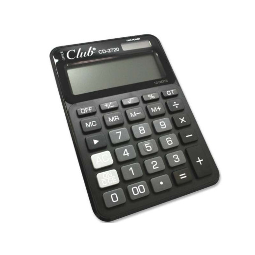 Ingraf CD-2720-12 Calculadora de 12 Digitos - 4 Teclas de Memoria - Tecla de Doble Cero - Calculo de Porcentaje - Tecla de Suma Extragrande - Tecla de Margen de Costes - Alimentacion Solar y a Pilas - Color Negro