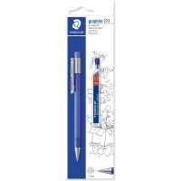 Staedtler Graphite 777 1 Portaminas 0.5mm + 1 Tubo de Minas HB - Cuerpo Engomado - Guia de Mina Antirrotura - Colores Surtidos