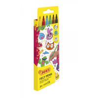 Jovi Felt Pens Estuche de 6 Rotuladores - Tinta de Gran Fijacion - Punta de 3mm - Capuchon de Seguridad Ventilado - Grip Triangular Ergonomico - Trazo Homogeneo E Intenso - Color Surtido