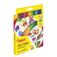 Jovi Felt Pens Estuche de 24 Rotuladores - Amplia Variedad de Tonos - Tinta de Gran Fijacion - Punta de 3mm - Capuchon de Seguridad Ventilado - Grip Triangular Ergonomico - Color Surtido