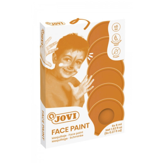 Jovi Estuche de 6 Botes 8ml Maquillaje Crema - Hipoalergenico - Base Grasa - Facil Aplicacion - Gran Cobertura - sin Parabenos - Facil de Retirar - Color Naranja