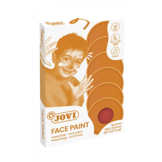 Jovi Estuche de 6 Botes 8ml Maquillaje Crema - Hipoalergenico - Base Grasa - Facil Aplicacion - Gran Cobertura - Colores Mezclables - sin Parabenos - Retiro Facil - Secado Rapido - Color Rojo
