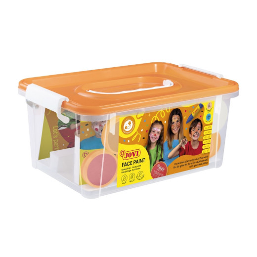 Jovi Baul Escolar de Maquillaje con 12 Botes 8ml Surtidos + Accesorios - Gran Surtido de Colores - Incluye Guia con Ideas - Ideal para Actividades Escolares - Color Surtido