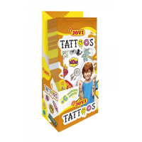 Jovi Expositor con 24 Packs de Tatuajes Temporales - 6 Laminas por Pack - Mas de 80 Motivos - Emoticonos